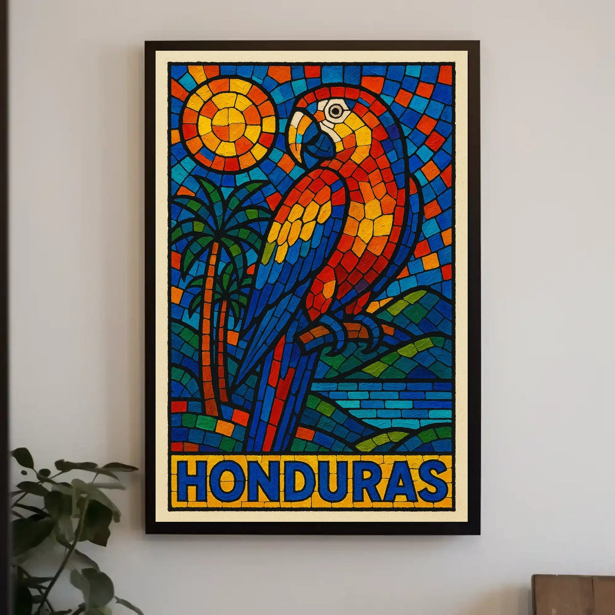 Honduras Vibrant Parrot Mosaic Poster