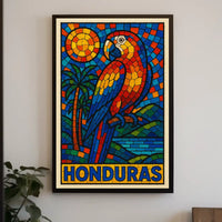 Honduras Vibrant Parrot Mosaic Poster