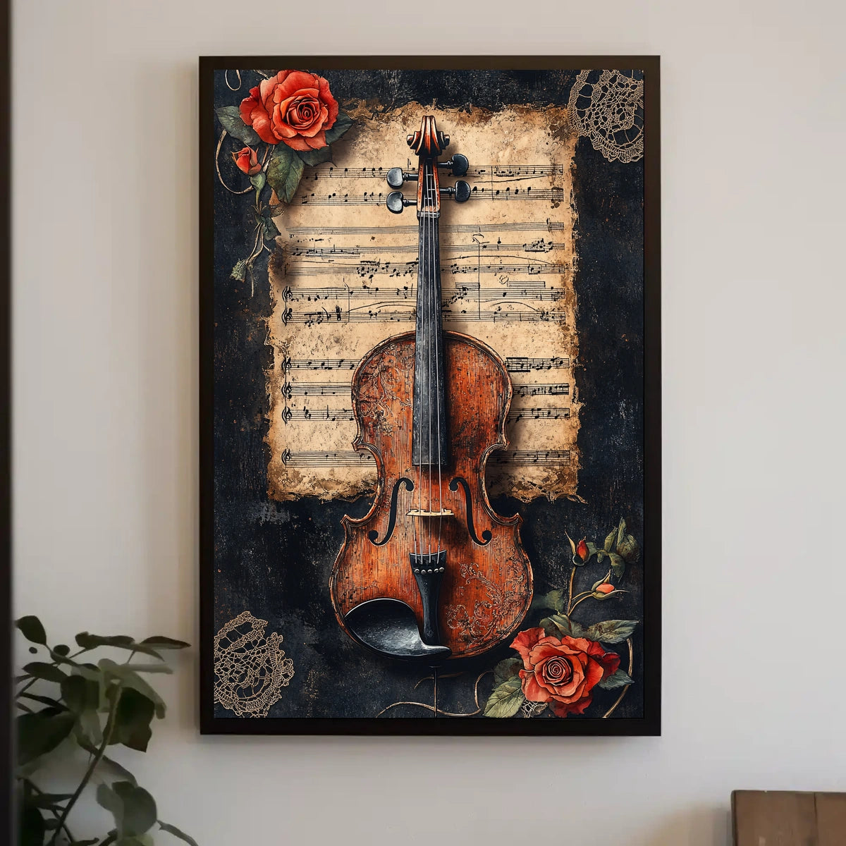 Violin and Sheet Music Classic Cultural or Heritage Poster
