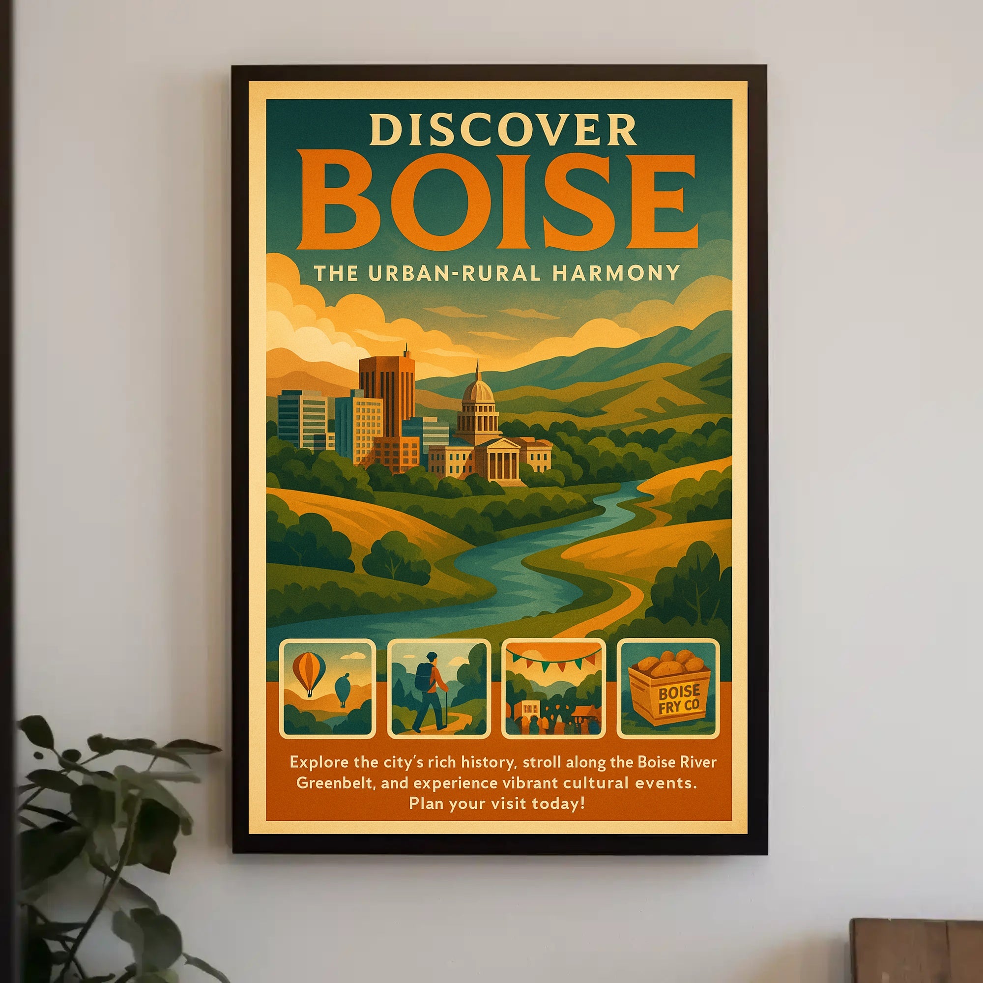 Boise Harmony: Urban and Rural Travel Poster PosterGoat