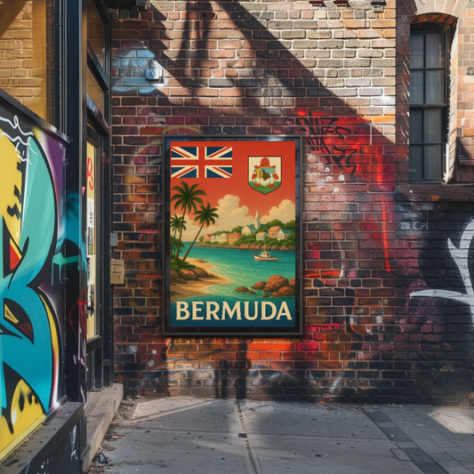Bermuda Coastal Charm Vintage Travel Poster