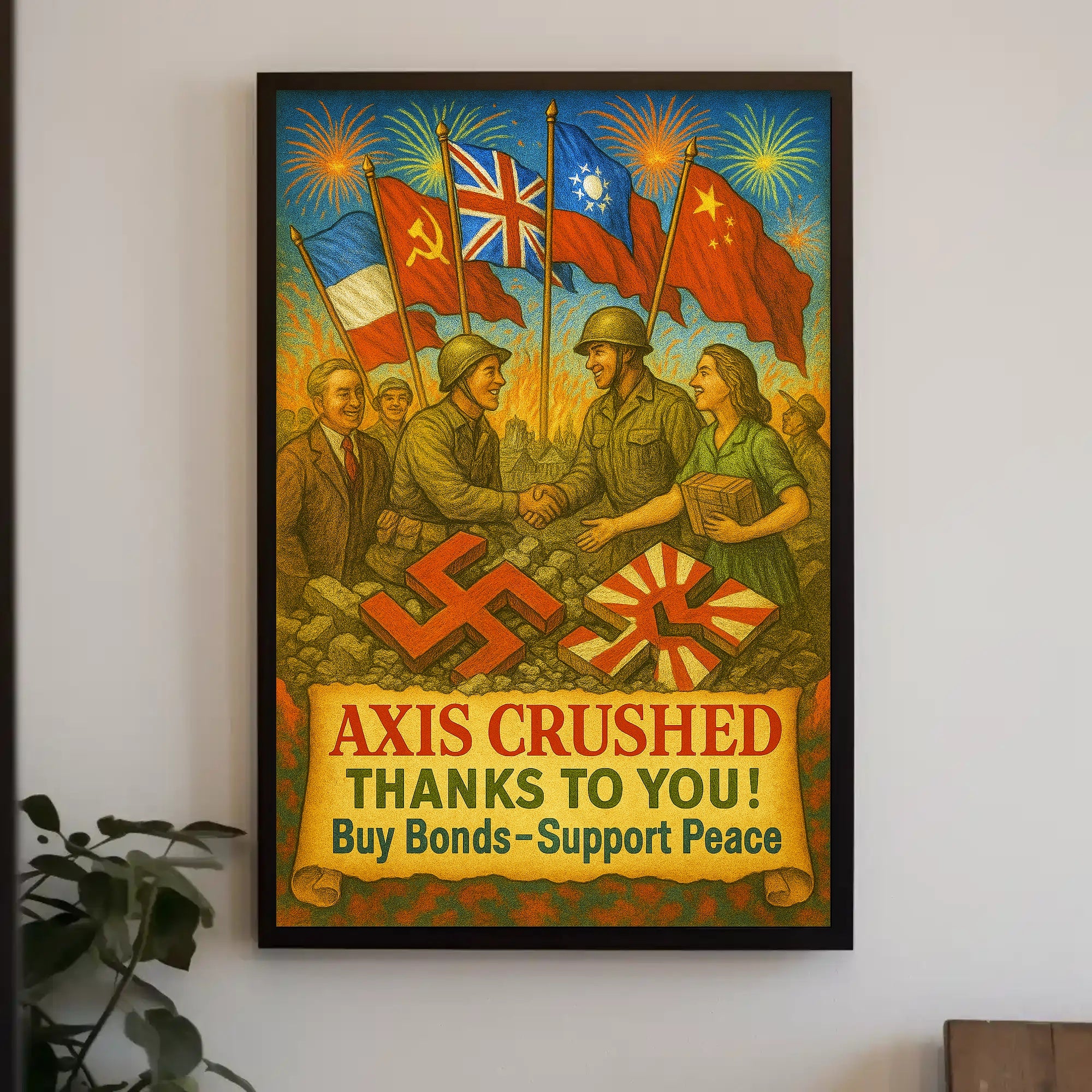 Axis Crushed Buy Bonds, Support Peace Poster PosterGoat