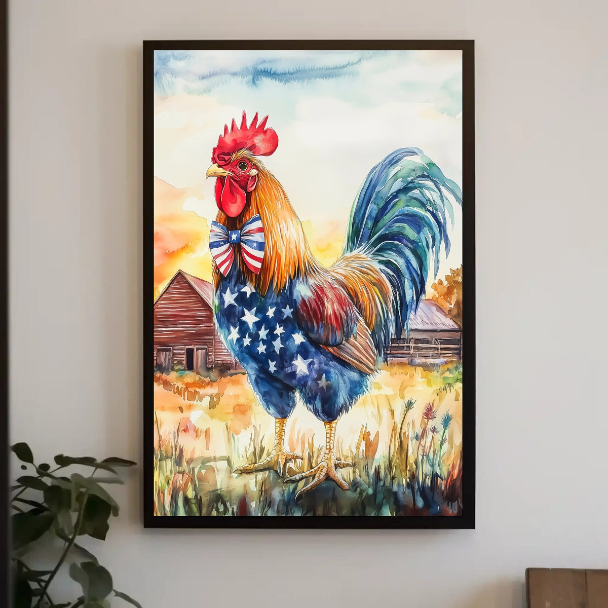 rooster crowing proudly at sunrise Poster