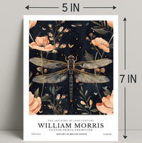 William Morris Exhibition: Intricate Dragonfly Arts and Crafts Poster