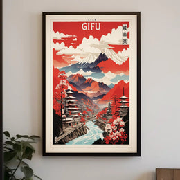 Gifu Japan Scenic Landscape Travel Poster