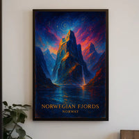 Majestic Norwegian Fjords Surreal Art Poster Print