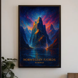 Majestic Norwegian Fjords Surreal Art Poster Print