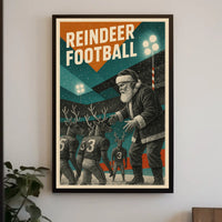 Festive Football Santa Vintage Art Poster