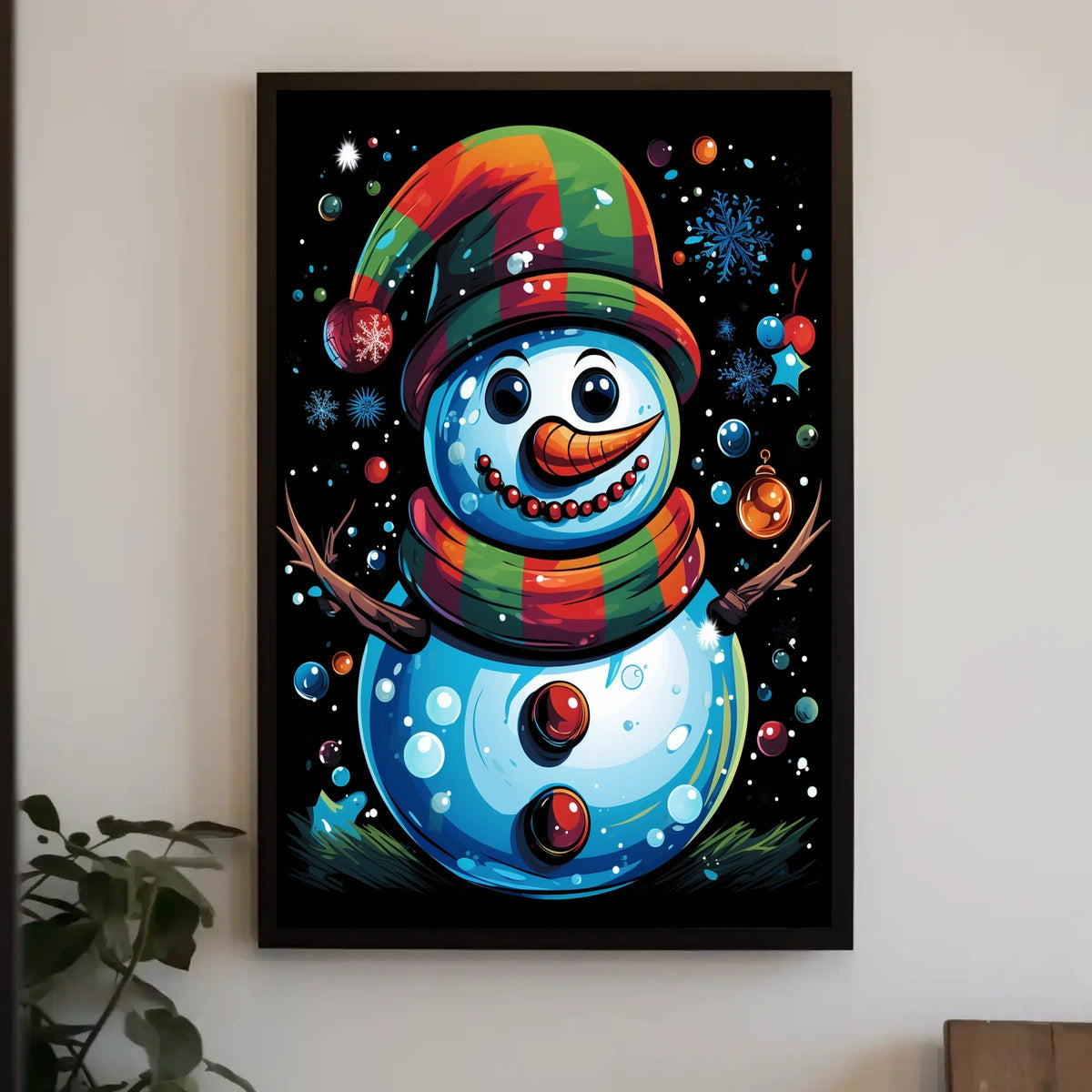 Whimsical Snowman Christmas Wonderland Artistic Poster