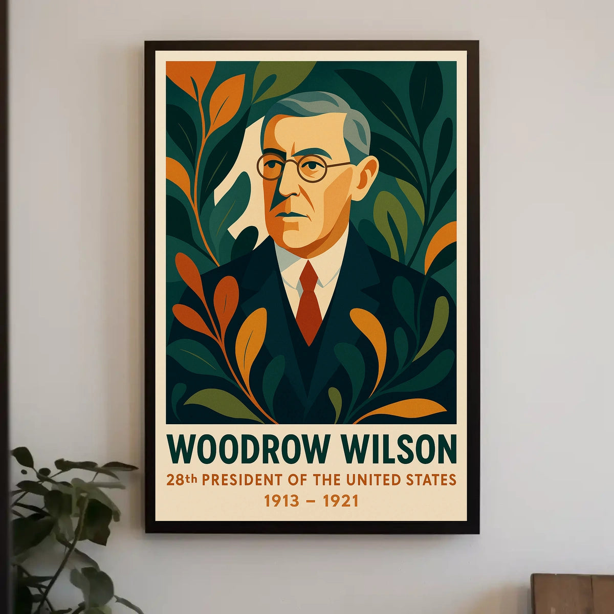 Woodrow Wilson Vintage Patriotic Graphic Art Poster
