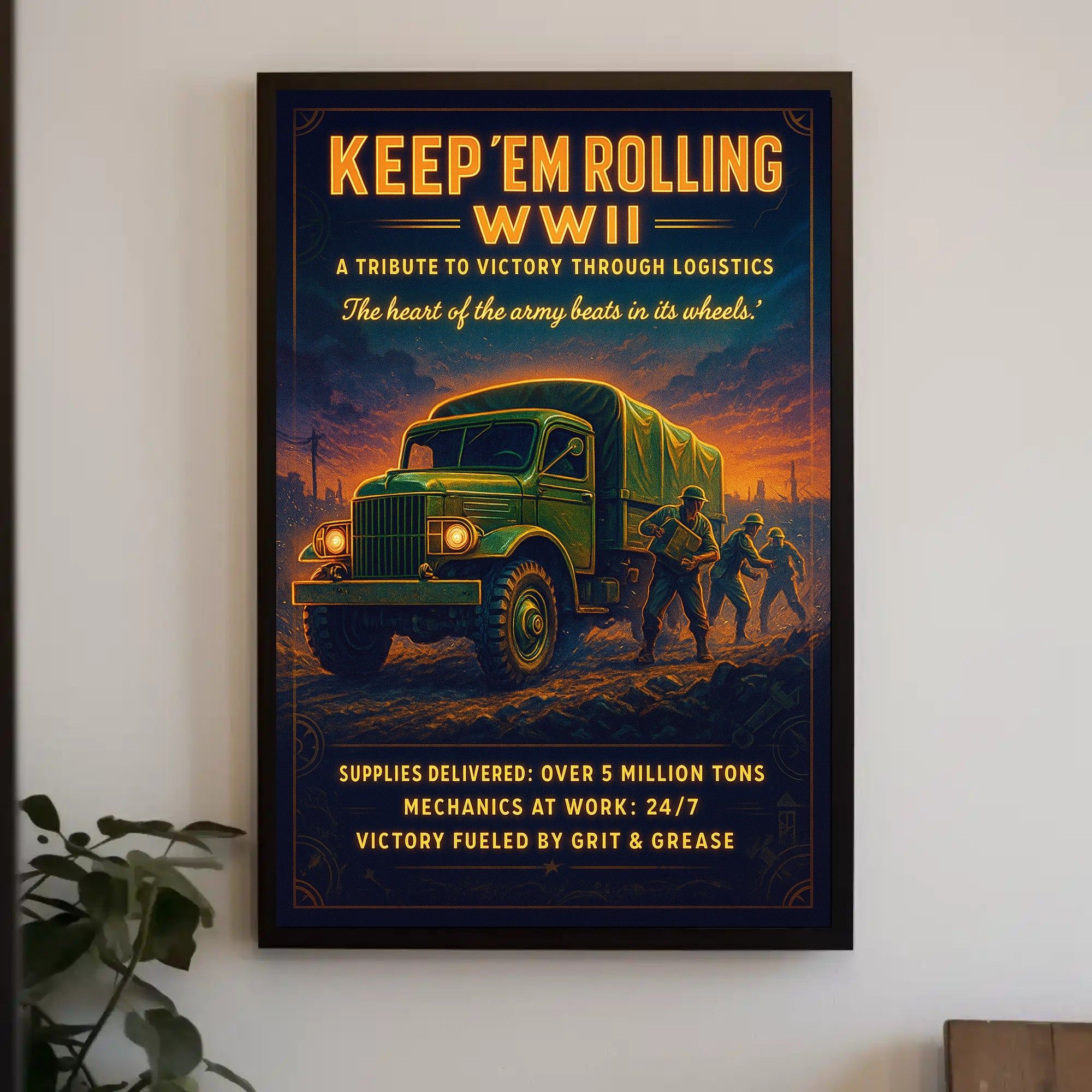 Keep 'Em Rolling: A Tribute to WWII Logistics Poster