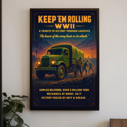 Keep 'Em Rolling: A Tribute to WWII Logistics Poster