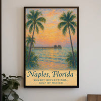Naples Sunset Pier Impressionistic Art Poster