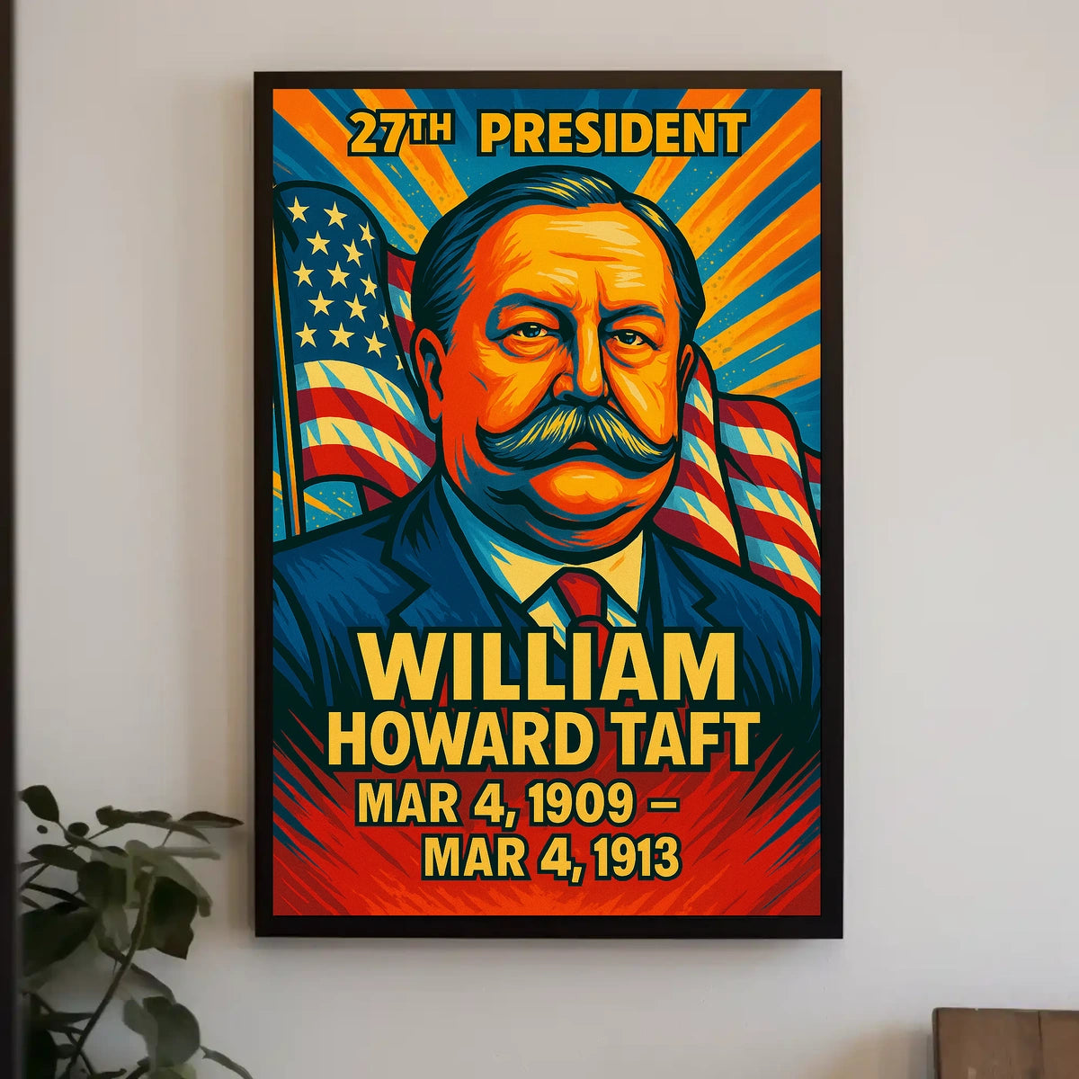 William Howard Taft 27th President of the United States Colorful Comic Book Style Poster