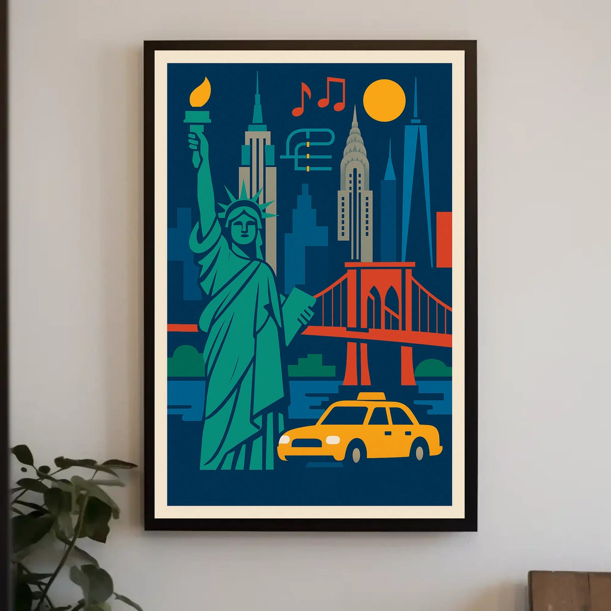 New York City Vibrant Urban Art Poster Modern Wall Art