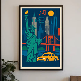 New York City Vibrant Urban Art Poster Modern Wall Art
