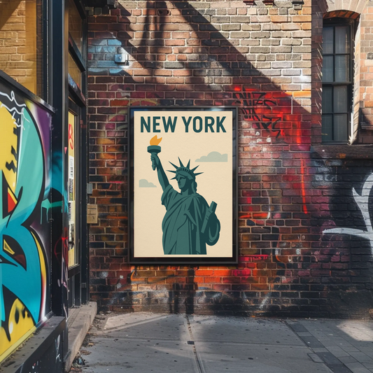 New York Liberty Statue Icon Poster Vintage Travel Poster