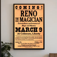 Vintage Magic Show Poster: Reno Performance Historical Poster