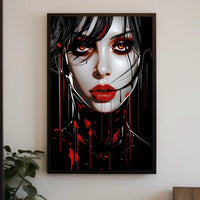 Enigmatic Portrait In Red And Black Poster