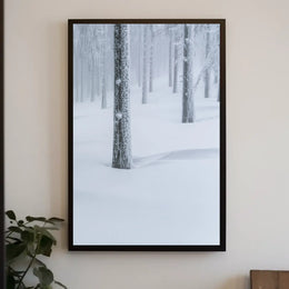 Winter Serenity: Minimalist Snow Forest National Park Poster