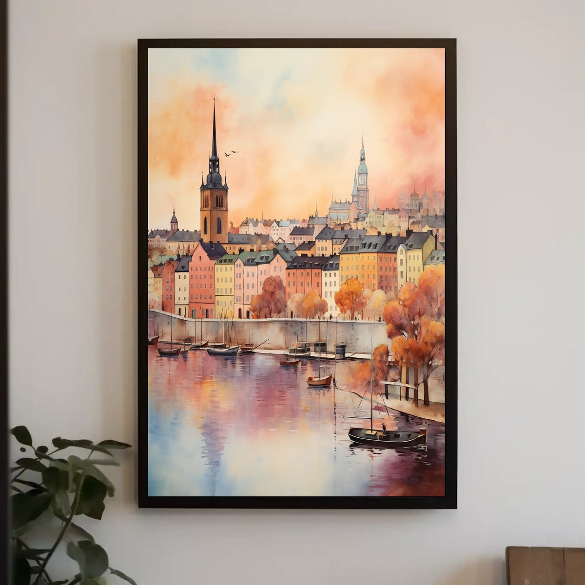 Charming European Townscape With Historical European Travel Poster