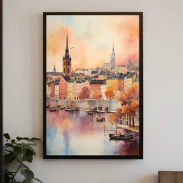 Charming European Townscape With Historical European Travel Poster