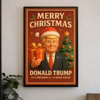 Festive Christmas Greeting Poster with Cartoon Santa Theme