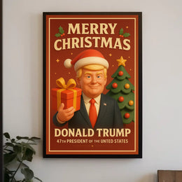 Festive Christmas Greeting Poster with Cartoon Santa Theme