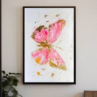 Elegant Pink and Gold Butterfly Abstract or Artistic Poster PosterGoat