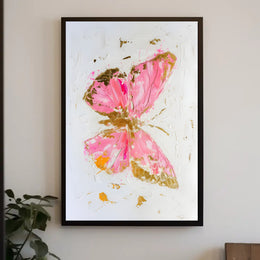 Elegant Pink and Gold Butterfly Abstract or Artistic Poster PosterGoat