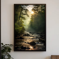 Tranquil Sunlit Forest Travel Poster Print