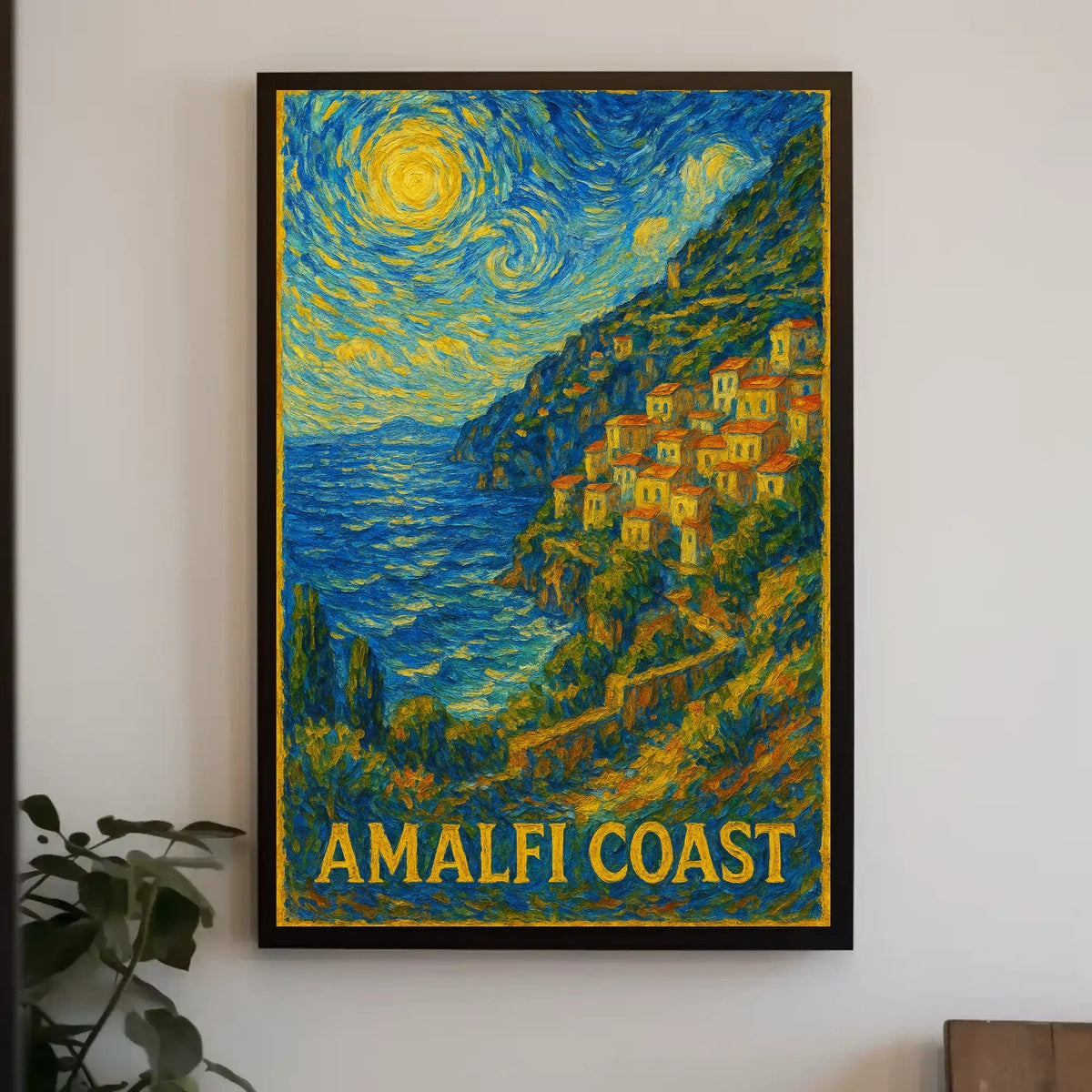 Amalfi Coast A Starry Impression Poster