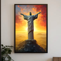 Christ the Redeemer Vibrant Landmark Travel Poster