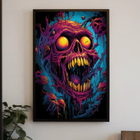 Fiery Skull Surreal Art Poster: Horror Fantasy Decor