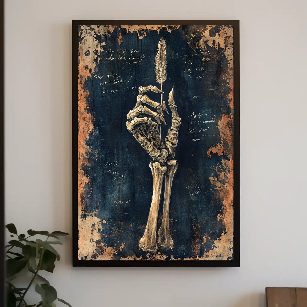 Skeletal Hand with Feather Artistic, Pop Culture Poster