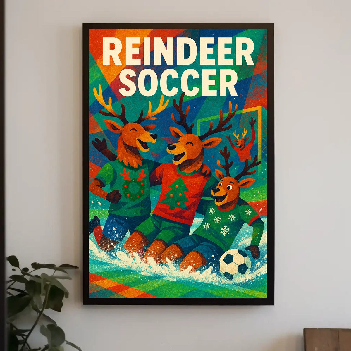 Reindeer Soccer Poster