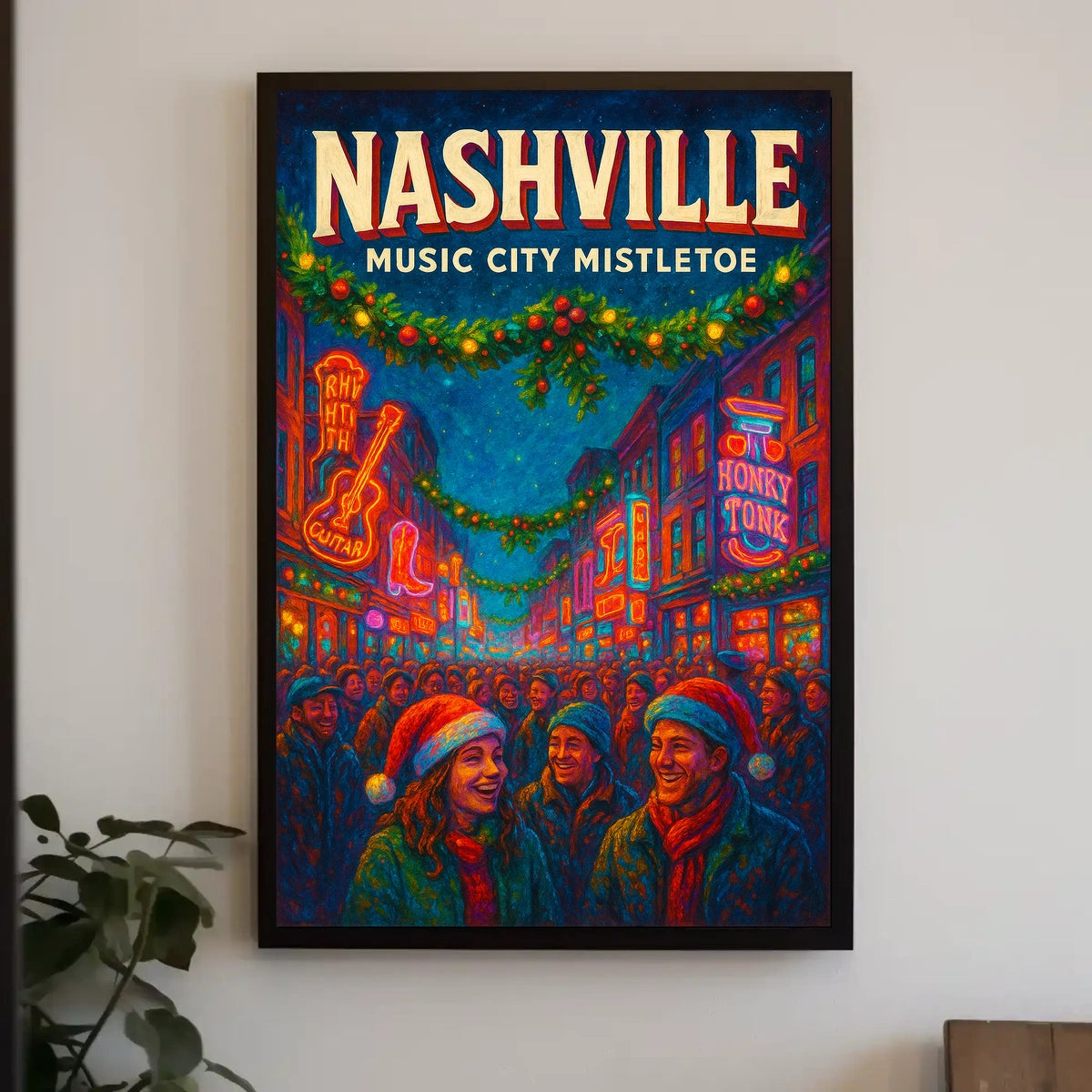 Nashville Music City Mistletoe Poster