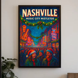 Nashville Music City Mistletoe Poster