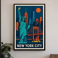 New York City Iconic Landmarks Poster Geometric Wall Art