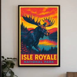 Isle Royale Moose Vintage Adventure Poster