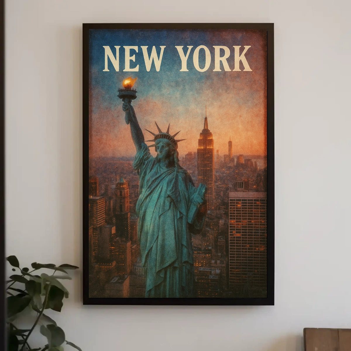 New York Skyline With Statue Of Liberty Poster