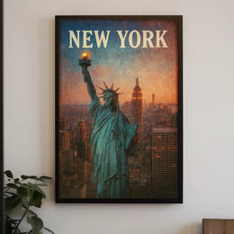 New York Skyline With Statue Of Liberty Poster