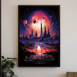 Futuristic Sci-Fi Cosmic Landscape Poster