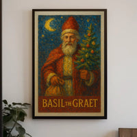Enchanting Santa with Christmas Tree Heritage Poster