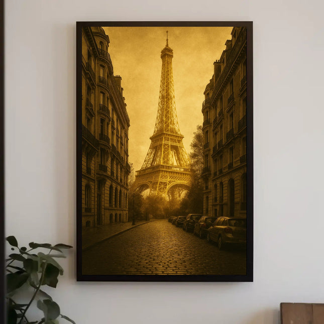 Eiffel Tower Vintage Parisian Street Cityscape Poster
