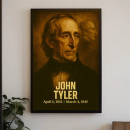 John Tyler Presidential Poster Vintage Analog Film Aesthetic Wall Art Portrait Historical US President Print