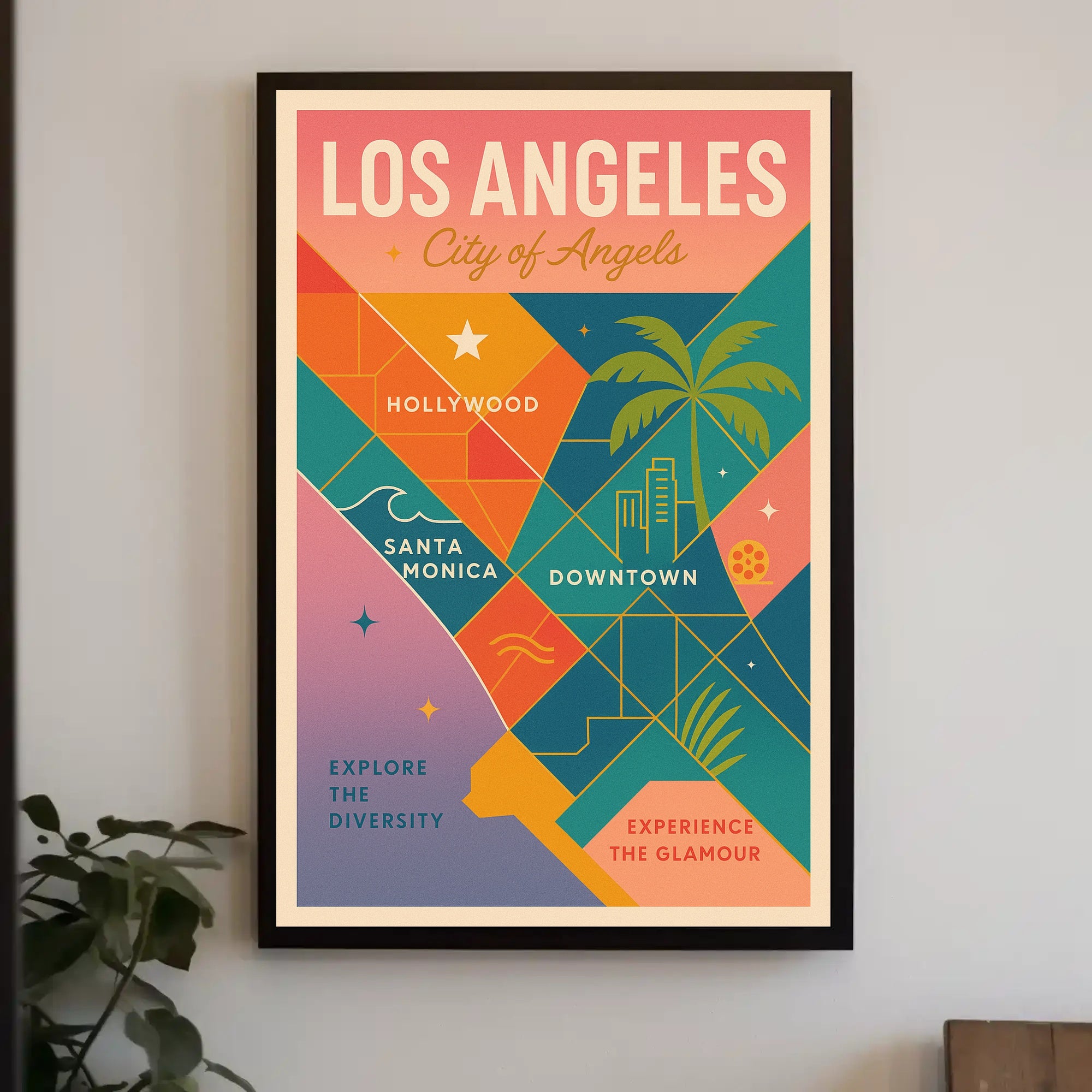 Vibrant Los Angeles Map Retro-Modern Travel Poster PosterGoat