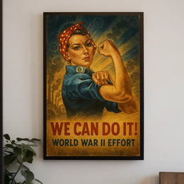 Empowerment in WWII Vintage Strong Woman Poster
