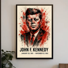Iconic JFK Tribute Vintage Presidency Portrait Patriotic Realism Wall Art Poster