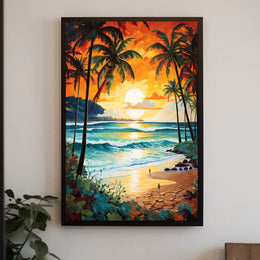 Tropical Beach Sunset Serenity Poster - Travel Poster